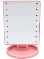 Косметическое сенсорное зеркало для макияжа Magic MakeUp Mirror вращается на 180 настольное зеркало на подставке с подсветкой 22 LED USB Розовое