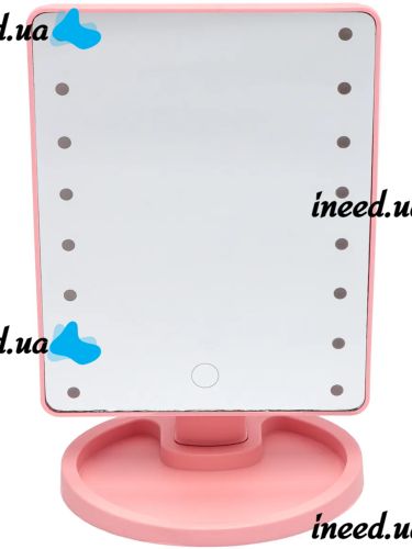Косметическое сенсорное зеркало для макияжа Magic MakeUp Mirror вращается на 180 настольное зеркало на подставке с подсветкой 22 LED USB Розовое