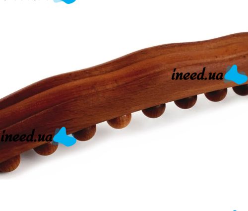 Дерев'яний масажер для тіла Wood Therapy Massage XL-900 ручний акупунктурний валик, скребок Гуаша для зняття болю в м'язах 20 масажних точок 58 см