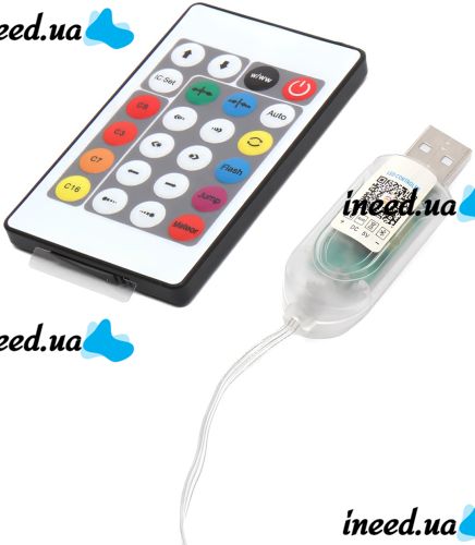 Светодиодная разноцветная гирлянда Biom RGB 3939BT 10 м водонепроницаемая музыкальная LED лента с управлением пультом и телефоном Bluetooth USB 