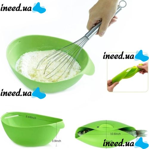 Силіконова миска для випічки Silicone Cooking Pocket 24.5 * 22 см миска-форма, конверт для запікання і готування, кругла форма для кухні Зелена