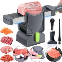 Ручная мясорубка слайсер Fresh Meat Slicer YLM-248 для тонкой нарезки и измельчения мяса, Ручной измельчитель LY-824 17 лезвий с подставкой Серый