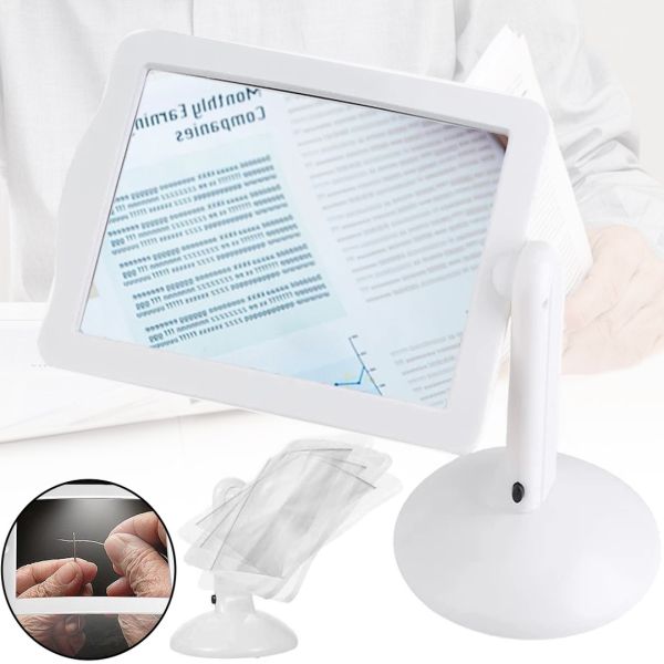 Настольная лупа на штативе Reading Brighter Viewer LK2303-91 3х увеличительное стекло со светодиодной LED подсветкой на подставке для чтения Белое