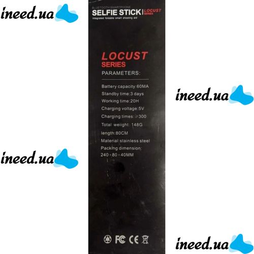 Wireless Monopod Tripod for Selfie Bluetooth Selfie Stick Locust S-018, Portable Selfie Stick 80cm, Selfie Monopod for Bluetooth for Android, IOS
