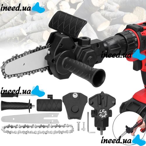 Drill Adapter Attachment 4" Chain Saw with Quick-release Mechanism for Drills and Screwdrivers for Cutting and Sawing Different types of wood Black