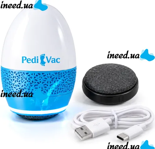 Pedi Vac R1-4921 Electric Foot File: Rechargeable Pumice Grinder for Cleaning Heels and Removing Calluses, with a USB-Powered Vacuum Cleaner