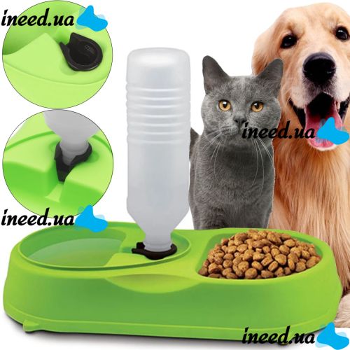 Миска для собак і котів Pet Feeder з поїлкою 2 в 1, автоматична Пластикова годівниця для домашніх тварин c дозатором, диспенсером для води