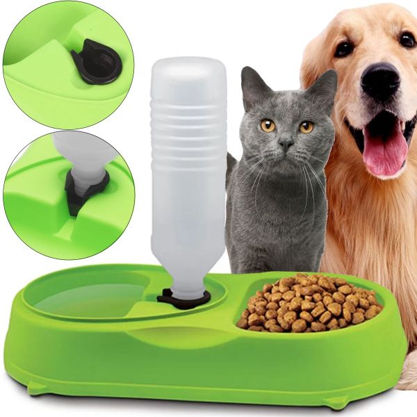 Миска для собак и котов Pet Feeder с поилкой 2 в 1, автоматическая пластиковая кормушка для домашних животных c дозатором, диспенсером для воды