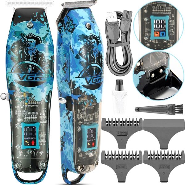 Rechargeable Hair Clipper VGR V-923 Men's Professional Beard and Mustache Trimming Machine with Trimmer Function and 3 USB Nozzles