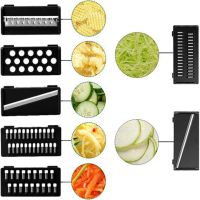 Vegetable Slicer Wet Basket Vegetable Cutter 9 in 1 set of nozzles for slicing vegetables and fruits, manual rotating grater-vegetable slicer multi-slicer with basket