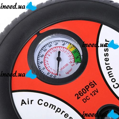 Car compressor in the shape of a wheel Air Compressor H0248 260PSI 12V car compressor, pump with pressure gauge for tire pressure monitoring, car wheels