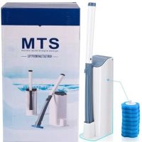 Универсальная щетка для уборки туалета MTS clip type removable toilet brush ершик для унитаза, набор щеток со сменными насадками и чистящим средством