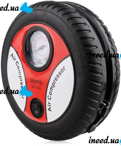 Car compressor in the shape of a wheel Air Compressor H0248 260PSI 12V car compressor, pump with pressure gauge for tire pressure monitoring, car wheels
