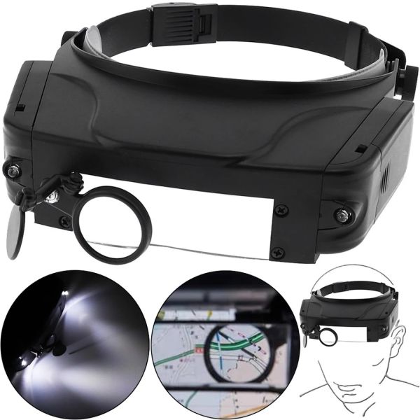 Бинокулярные налобные очки с подсветкой Led Magnifier EL-81007 11X налобная увеличительная лупа на голову для ювелиров, пайки и чтения MG81007-C