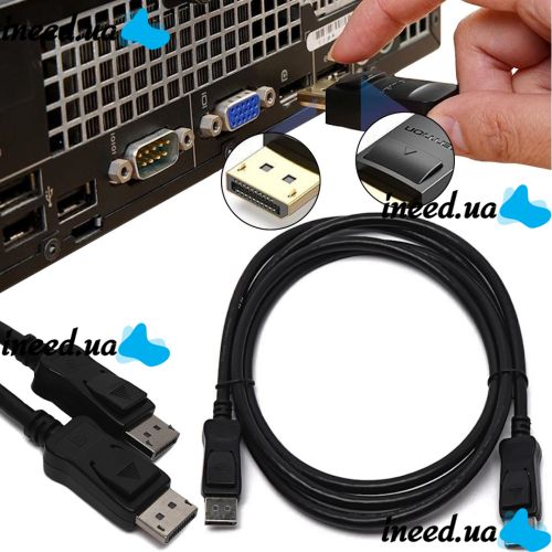 Відео кабель DisplayPort на DisplayPort 1.8 м універсальний перехідник, з'єднувальний кабель для передавання відеосигналу на телевізор 95506