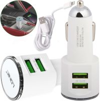 Автомобільний зарядний пристрій Ldnio DL-C29 Car Charger 2USB 3.4 A адаптер живлення, автозарядка в прикурювач зі шнуром Lightning White Білий