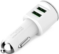 Автомобільний зарядний пристрій Ldnio DL-C29 Car Charger 2USB 3.4 A адаптер живлення, автозарядка в прикурювач зі шнуром Lightning White Білий