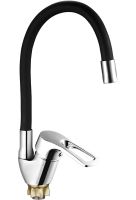 Flexible Kitchen Faucet Zegor YUB4-F181KB 47 cm Vertical Kitchen Faucet with Flexible Silicone Spout Bottom Connection Water Tap HA-181 Black