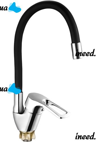 Flexible Kitchen Faucet Zegor YUB4-F181KB 47 cm Vertical Kitchen Faucet with Flexible Silicone Spout Bottom Connection Water Tap HA-181 Black