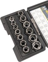 Nut Extractor ES-14 extractor kit a set of tools for removing and removing impact damaged bolts, nuts and screws in a case of 14 pieces