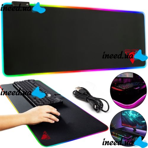 Gaming computer mouse pad Jedel MP-02 30x80 cm gaming surface with RGB backlight for PC and laptop computer mouse from USB XL-1747
