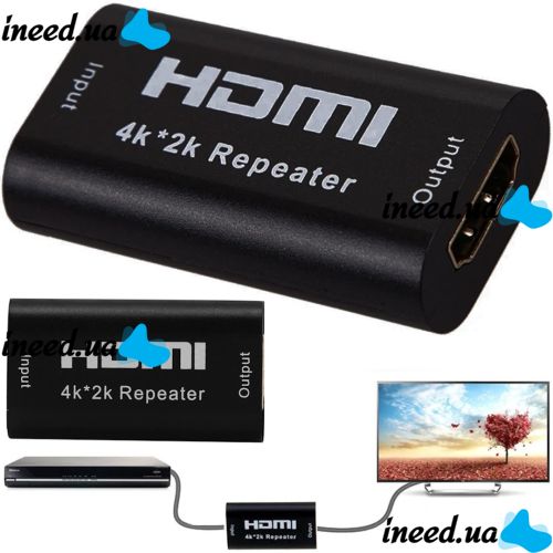 HDMI Repeater 4K Converter Repeater, Video Signal Amplifier up to 40 Meters, Stand-alone Repeater Repeater HDMI-HDMI Extension Cable for Devices
