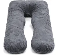 Momcozy Pregnancy Pillow PP101 80x120 cm—an orthopedic pillow for pregnant women, U-shaped for sleeping and relaxing, with back and belly support—Gray