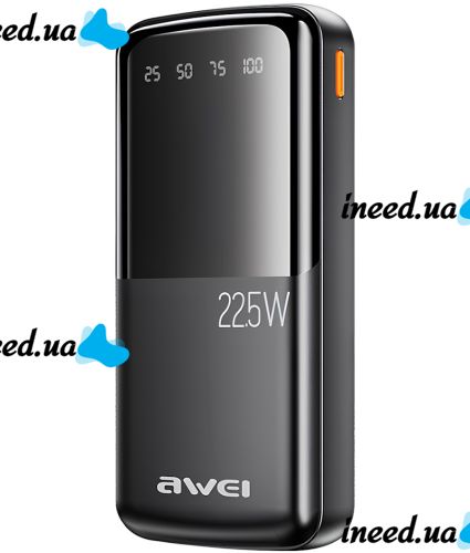 Awei P13K 20000mah 22.5W 2 USB TYPE-C Power Bank Portable Charger with Fast Charging and Indicator, external battery pobank