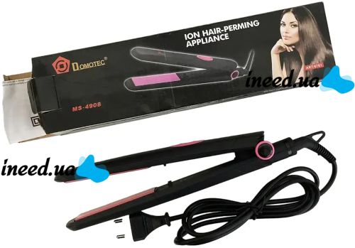Iron curling iron for hair straightening Domotec MS-4908 45W straightener for styling and alignment with rapid heating, ceramic device forceps MS4908