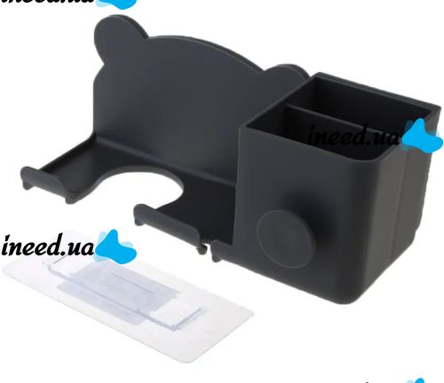 Настенный держатель полка Storage Shelf QJ-996 для фена и штекера с отсеком для хранения ванных принадлежностей, Органайзер в ванную на липучке