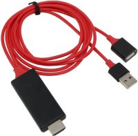 Конвертер видео MHL HDMI G02 гибкий переходник кабель для передачи HD видео с телефона на телевизор 1 м, адаптер на Type-C Micro G-02 Красный
