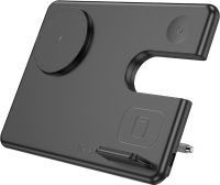 Wireless Charger Hoco Qi Geek Folding Black 3 in 1 Magnetic Charging Magsafe for Phone and Headphones IOS Android Type-C CQ1 Black