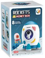 Дитяча електронна скарбничка сейф Ракета Rockets Money Box 852a купюроприймач з кодовим замком і відбитком пальця для купюр і монет на батарейках
