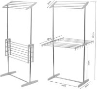 Дворівнева розкладна сушарка для білизни Mobile Folding Racks підлогова вертикальна складна вішалка, стійка сушка для одягу До 40 кг сіра