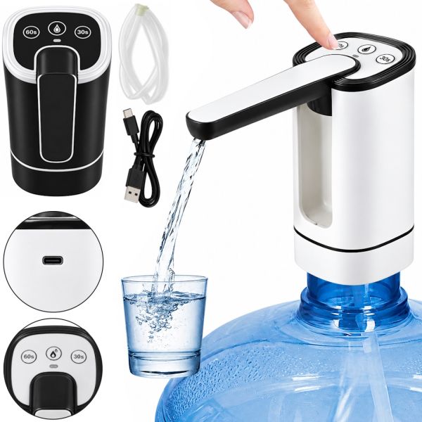 Аккумуляторная складная помпа Water Pump XL-1407 электрический дозатор для питьевой воды на бутыль кулера 4W автоматическая раскладная электропомпа