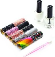 Manicure and Pedicure Kit Fab Foils 13 in 1 Set of Transfer Foil 10 Rolls, Decorative Sliders with Nail Polish for Nail Design and Decor