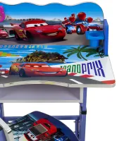 Bambi Disney Cars B-43507 Children's Desk and Chair Set: Lightning McQueen, Height-Adjustable Desk and Chair with Bookrest, Blue