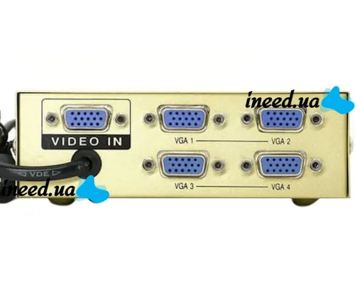 Спліттер VGA KV-FJ1504A Splitter, Комутатор 150MHz 4 Port Чотири порти з адаптером розгалужувач VGA