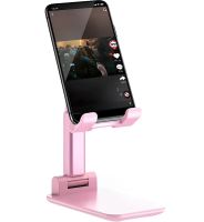 Desktop Stand Holder with Mirror Folding desktop phone stand PD-C06 for Tablet Phone, Folding Transformer for Smartphone AND196 Pink
