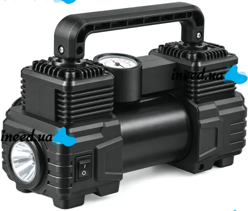 Halfsun SCK619 Two-Cylinder Car Compressor with a Tire Inflation Tool Kit (150 PSI) and XL-1025 Cigarette Lighter Air Pump