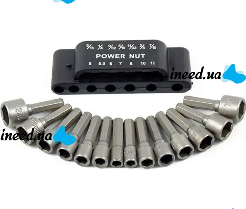 A set of hexagon socket heads Power Nut Driver 14PCS a set of quick-change nozzles with a storage holder, reinforced bits for a screwdriver