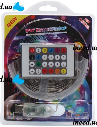 Светодиодная разноцветная гирлянда Biom RGB 3939BT 10 м водонепроницаемая музыкальная LED лента с управлением пультом и телефоном Bluetooth USB 