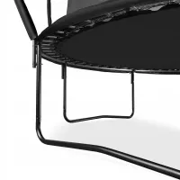 Детский батут TK-Sport B-10244 244 см до 150 кг с защитной сеткой и мягкой обшивкой, Круглый батут на пружинах с лестницей для дома и улицы черный