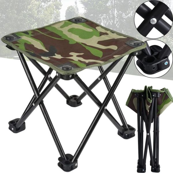 Туристическая складная табуретка Stool Folding Table ZDY01 до 130 кг с чехлом, Раскладной стул 28x28x24 см для рыбалки и пикника Камуфляжный