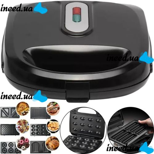 Electric Sandwich Maker, Sandwich Maker Opera OP-909 2500W with 6 Removable Grill Molds, Waffle iron, non-stick walnut pan