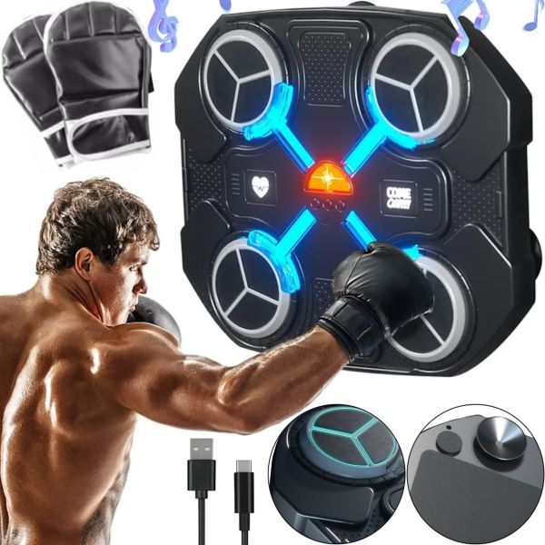 Wall mounted Music Boxing Machine CD18 with RGB light and gloves, Wall mounted boxing target with music for kids