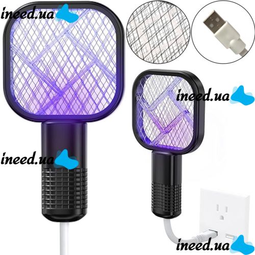 Електричний USB знищувач комах Mosquito Swatter UKC 3945 від комах, Лампа мухобійка комарів і мух з УФ світлом від юсб Чорний