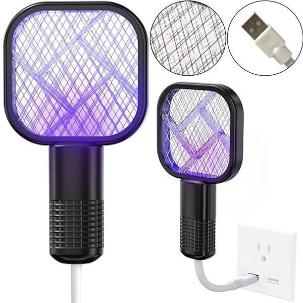 Электрический USB уничтожитель насекомых Mosquito Swatter UKC 3945 от насекомых, Лампа мухобойка комаров и мух с УФ светом от юсб Черный