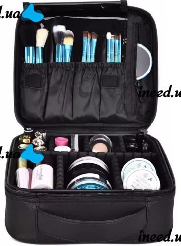 Органайзер для зберігання косметики Niceland Beauty box MAG - 590 з ручкою для перенесення, Дорожня водонепроникна косметичка, б'юті кейс Чорна