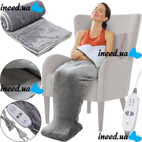 Масажна зігріваюча ковдра Calming Cosy LY-19 з підігрівом і масажем, електрична грілка плед CHC-3 3 режими для ніг і тіла від мережі Сірий
